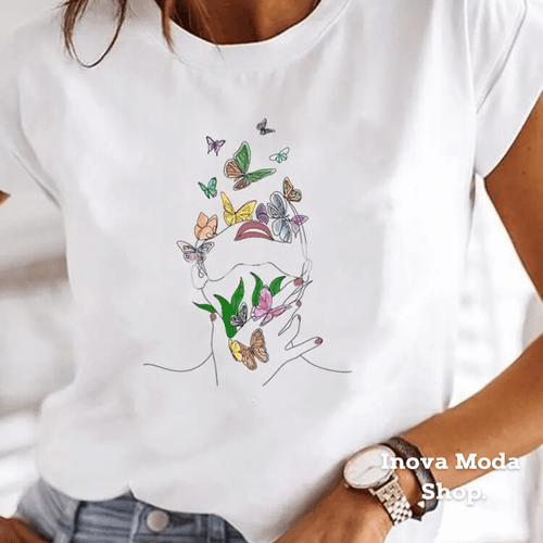 Camiseta Feminina 5 Corações - Inova Moda Shop